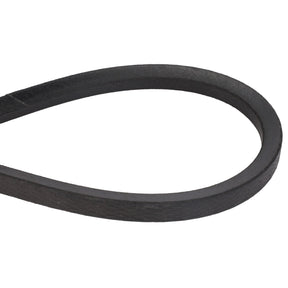 Close-up of the AGCO | V BELT - D26733248, a black rubber V-belt looped to form a teardrop shape, against a white background.