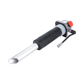 Introducing the AGCO Hydraulic Filter Assembly - 4351313M91, a metal cylindrical industrial tool featuring a black handle, red button, and wired connector. It is perfectly suited for use in hydraulic filter assembly on Massey Ferguson models.