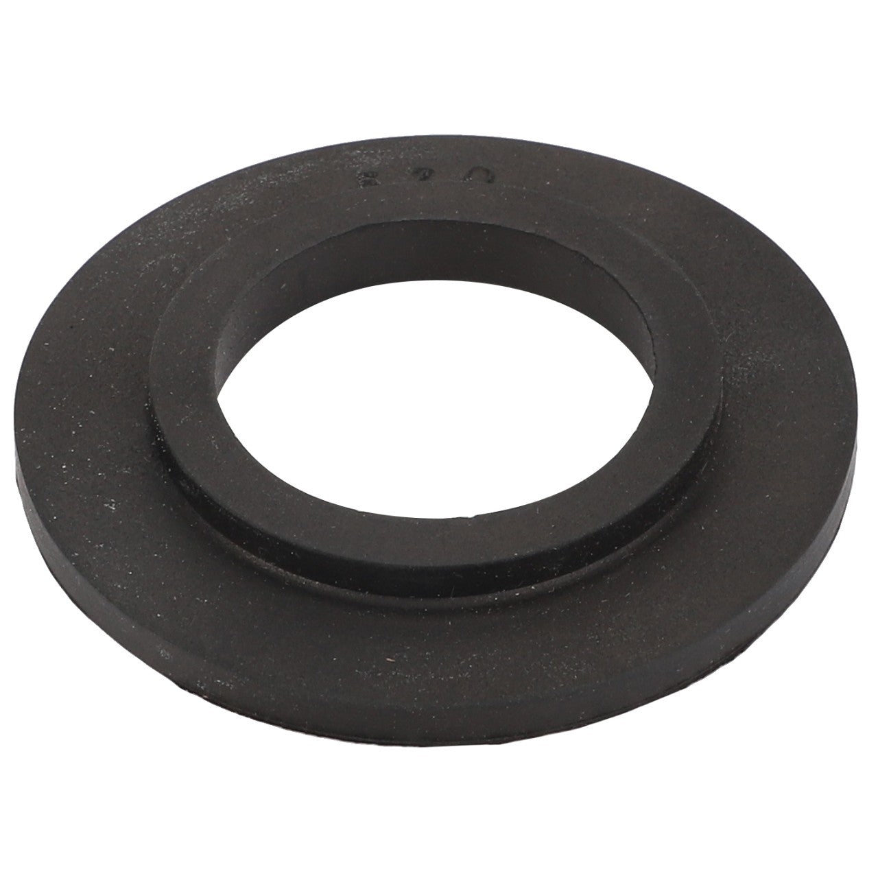 The AGCO GASKET - 0.007.5962.0 is a flat, round rubber washer with a large central hole, typically used to distribute load or seal connections in mechanical assemblies. No description available for an alternate use case.