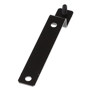 Currently, there is no product description available for the AGCO Support - Acw0095310, a black, L-shaped metal bracket with two holes on the longer side and a single screw attached at the end of the shorter side from the brand AGCO.