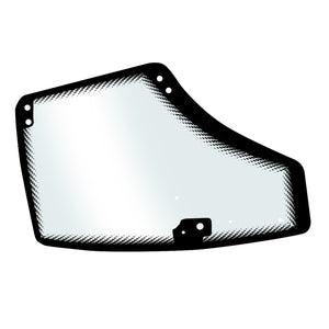 Illustration of the AGCO | Glass, Door, Left - 737812030021 with a black border and mounting holes around the perimeter, ensuring optimum visibility ideal for Fendt Models.