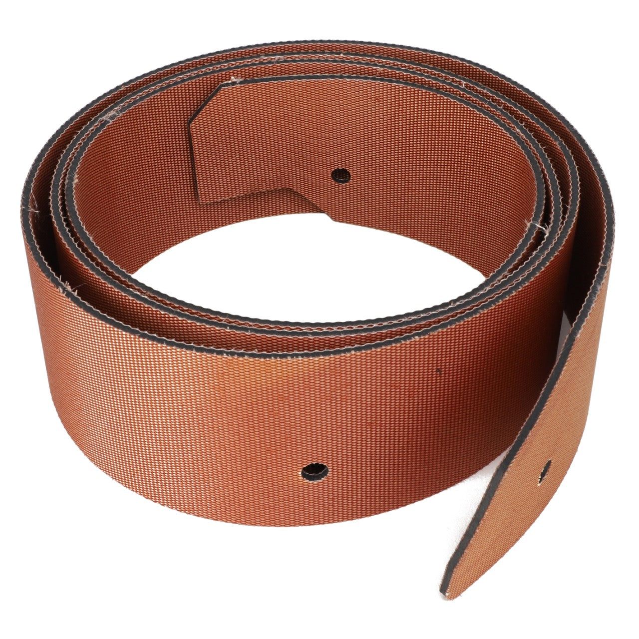 A coiled brown perforated belt with a visible cut-out section and multiple small holes, identified as AGCO | SEAL - D28480529 from the AGCO brand. No current product description information is available.