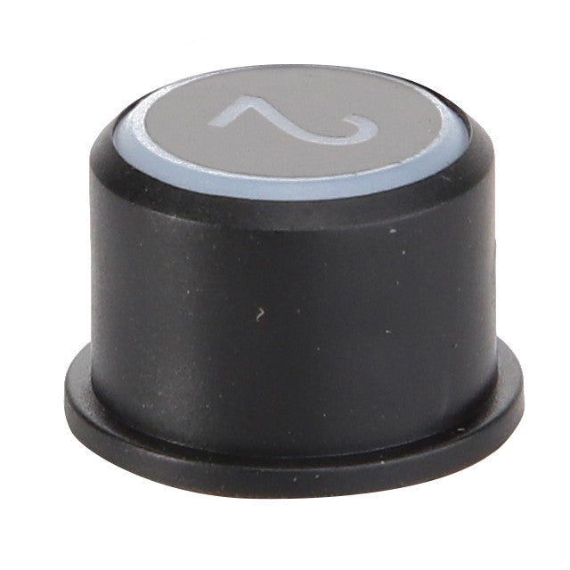 A black control knob branded as AGCO, with "2" printed on its flat, gray top surface (Product Name: AGCO | BUTTON - D44900186). No further product description information is available.