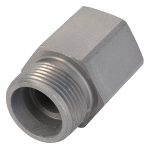 The AGCO Adapter - Acp0363770 is a metal hex adapter designed for connecting pipes or tubes, featuring a threaded male fitting on one end and a differently sized female socket on the other. Please note: *No Current Product Description Available*.