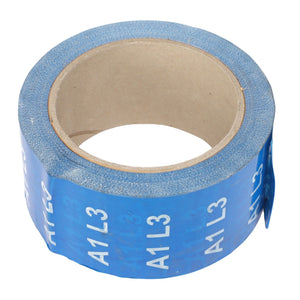 A roll of AGCO tape (ACP0301540) in blue featuring white alphanumeric text "A1L3" printed repeatedly on its surface. For ordering or product questions, please contact our support team.