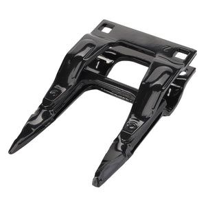 Here is your revised description:

No current product description information available for the AGCO BLADE GUARD TOOTH - D28286837, featuring two pointed metal prongs and mounting holes for attachment. This black double guard finger is designed for use with farm implements.