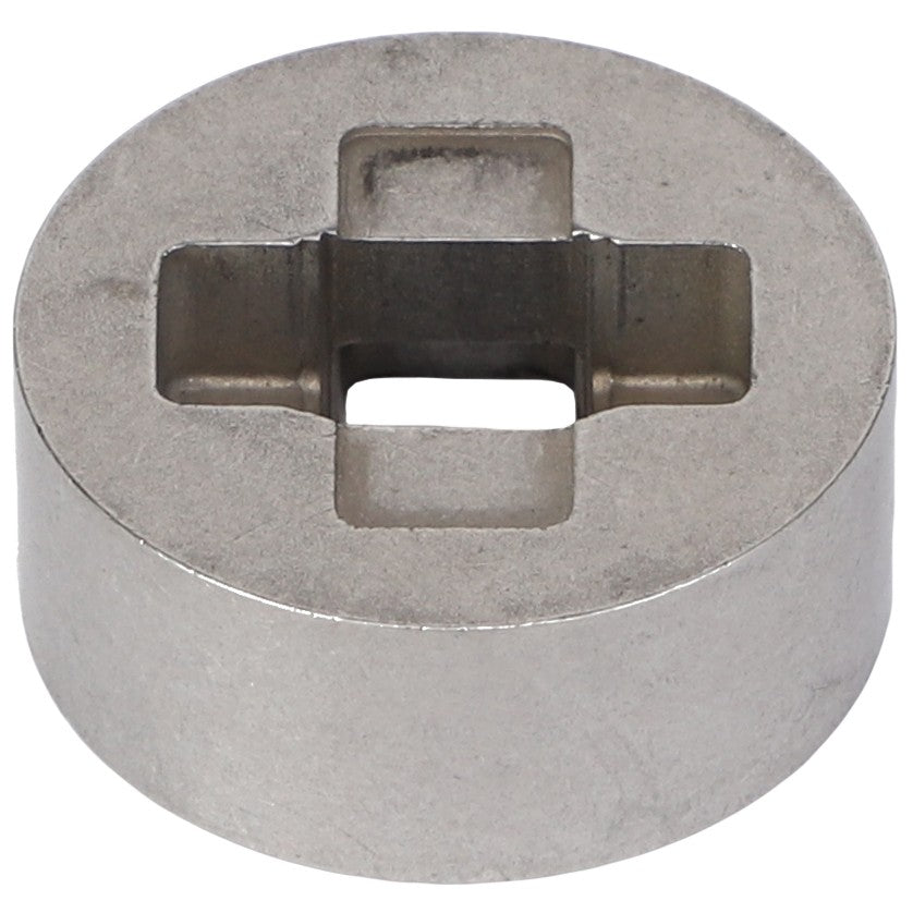 AGCO | Driver - F117940010060 is a cylindrical metal component featuring a precise, cross-shaped cutout in its center.