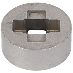 AGCO | Driver - F117940010060 is a cylindrical metal component featuring a precise, cross-shaped cutout in its center.