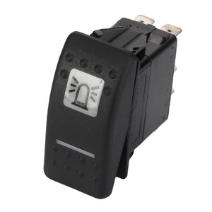 The AGCO | Switch - Acp0327530, featuring a black rocker design with a siren light symbol, is specifically intended for activating warning or emergency signals. This product from AGCO guarantees quick and reliable activation when needed.