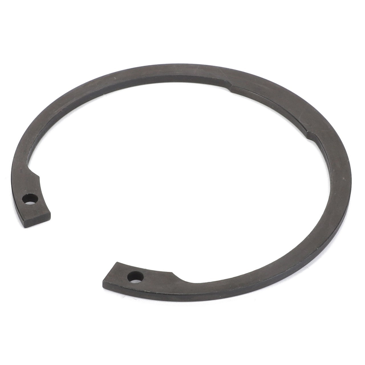 No Current Product Description Available: The AGCO | Lock Washer - F339300020920, a circular metal circlip under the AGCO brand, features two open ends and small holes near each end.