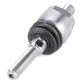 Close-up of the Massey Ferguson - Ball Joint - ACW0283150 by AGCO, made from high-grade steel for automotive suspension systems, featuring threaded ends and a cylindrical housing with a black rubber boot.