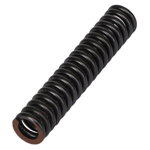 A black, cylindrical metal spring (Product: AGCO | SPRING - AG133562) rests horizontally on a white background. Current product information is provided by the brand AGCO.