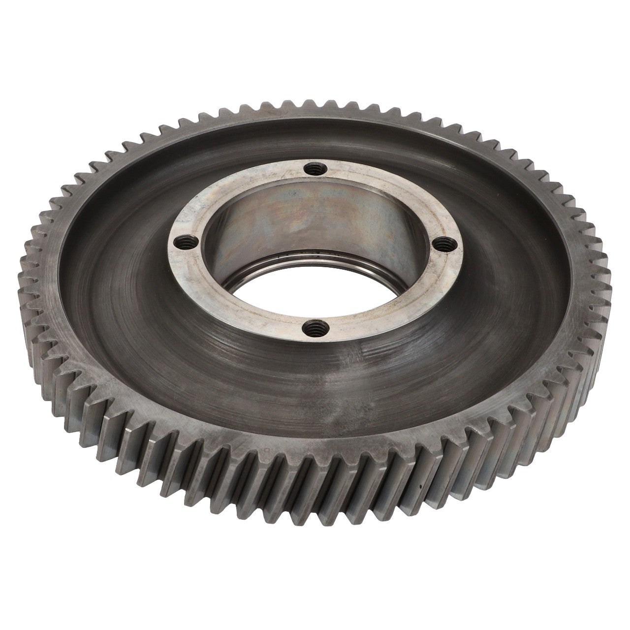 Close-up of the AGCO Idler Gear - V836122756, featuring a large metal gear with evenly spaced teeth around its circumference and a central circular hole with bolt holes.