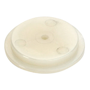 The AGCO | Disc - La300125839 is a circular white plastic disc with three smaller circular indentations and a central hole.