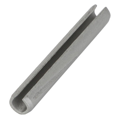 The AGCO Roll Pin - Fel107453 by AGCO is a silver cylindrical metal pin featuring a longitudinal slot. No current product description available.