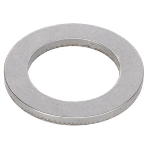 A flat, circular metal washer (AGCO | WASHER - 816132) with a large hole in the center is positioned against a white background. If you have any questions about its specifications, feel free to contact our support team for assistance.