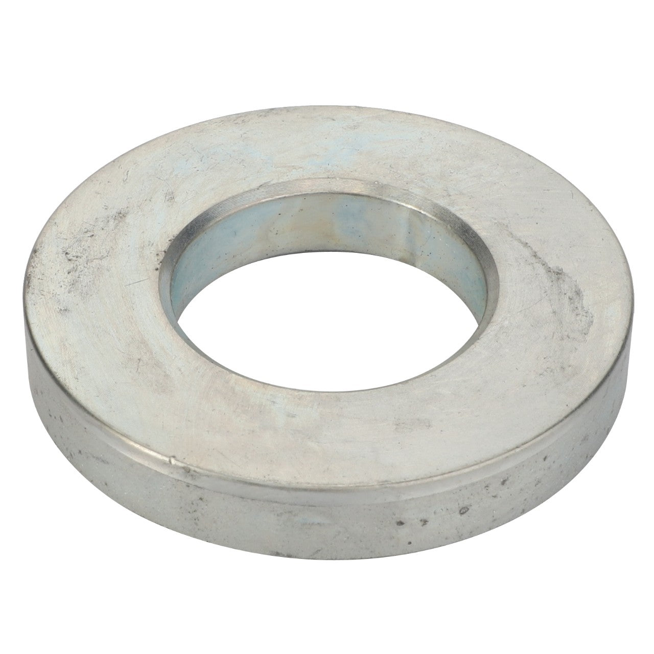 The AGCO | WASHER - D28150131 is a silver metallic washer with a central circular hole, utilized in various mechanical and structural applications. No current product description information is available.