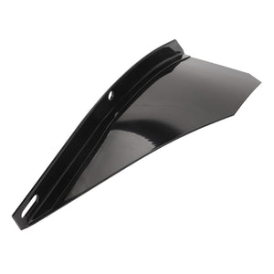 The AGCO Right Hand Deflector - D49060068 is a black, curved plastic or metal object with two oval holes. It may function as a fender or mudguard. Currently, there is no additional product description information available.