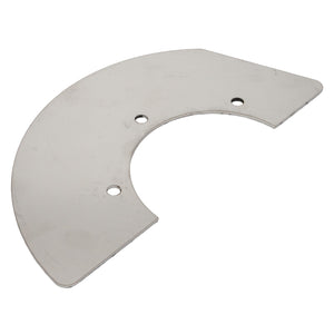 Curved metal plate with three holes, likely used for mounting or structural support, compatible with Valtra machinery, AGCO Brake Disc - 1251-26-03-32.