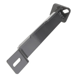 The AGCO Bracket - Acw0929420 is a black metal bracket featuring two slotted holes on one end and two triangular holes on the other, designed for mounting or structural support. No additional product description information is available at this time.