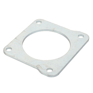 The AGCO Flange - Acp0324990 is a square metallic plate featuring a central circular cutout and four bolt holes at each corner, displayed against a white backdrop. Currently, there is no additional product description available.