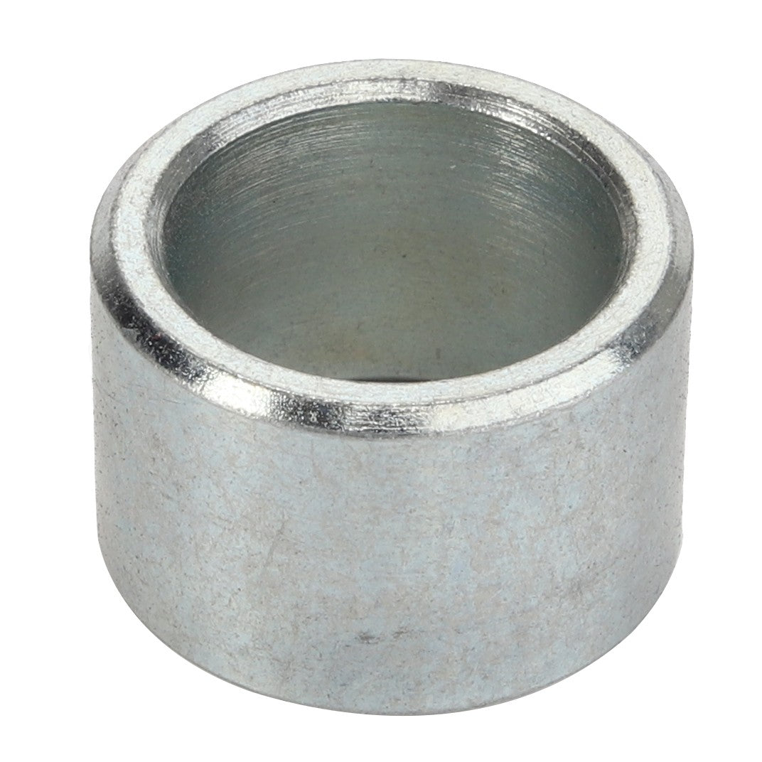 A close-up view of the AGCO SPACER - D28751140, a cylindrical metal bushing with a hollow center and a silver finish. No current product description information is available.