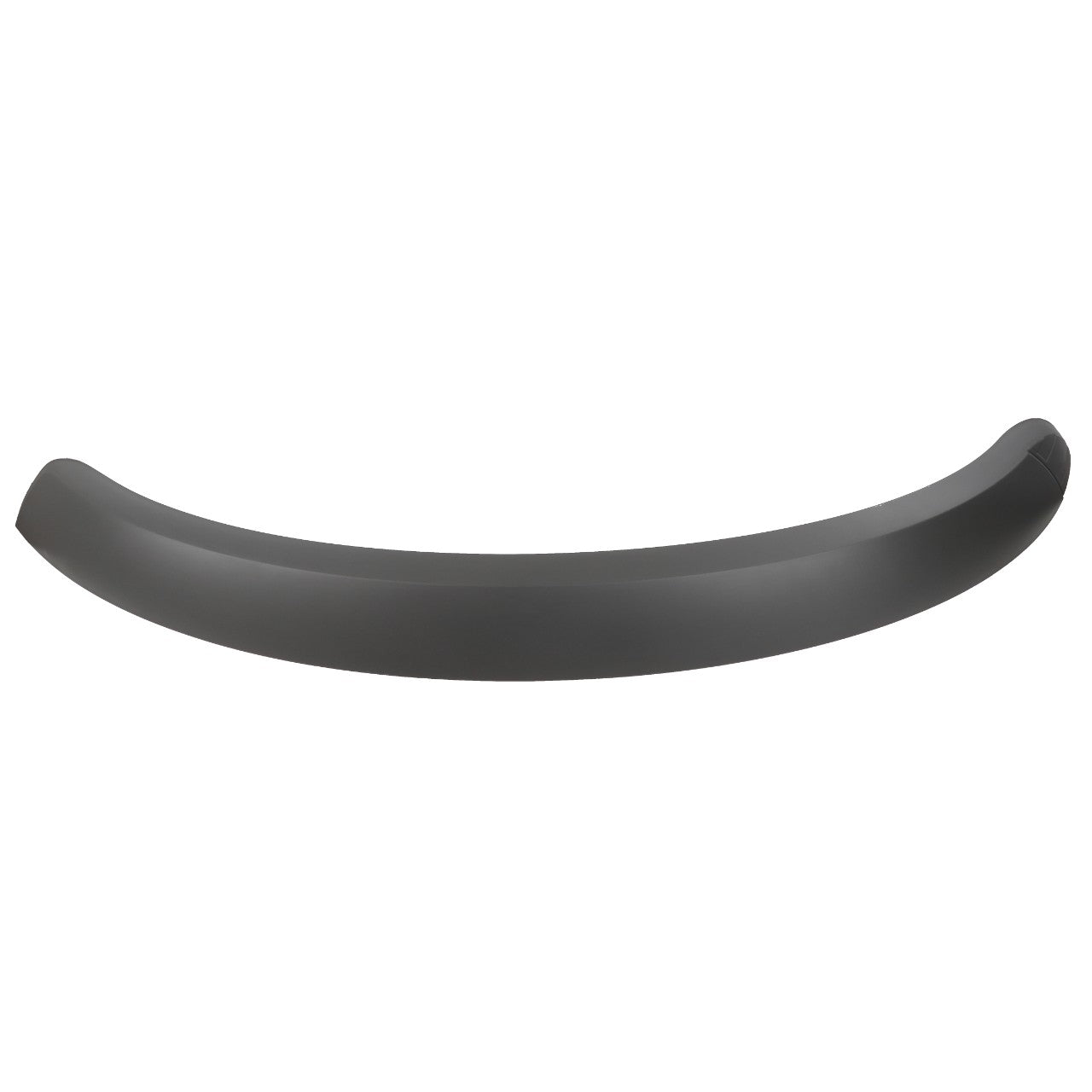 Curved black car bumper isolated on a white background, perfect for Fendt Vario S4, ensuring compatibility with AGCO’s Genuine Fender Extension, Tec Grey, 135 mm, Right - 737812601022.