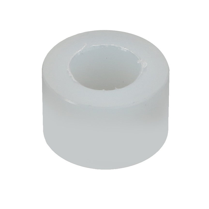 The AGCO, Sleeve - 3901102M1, is a white plastic cylindrical spacer with a central hole, perfect for use in Massey Ferguson machinery.