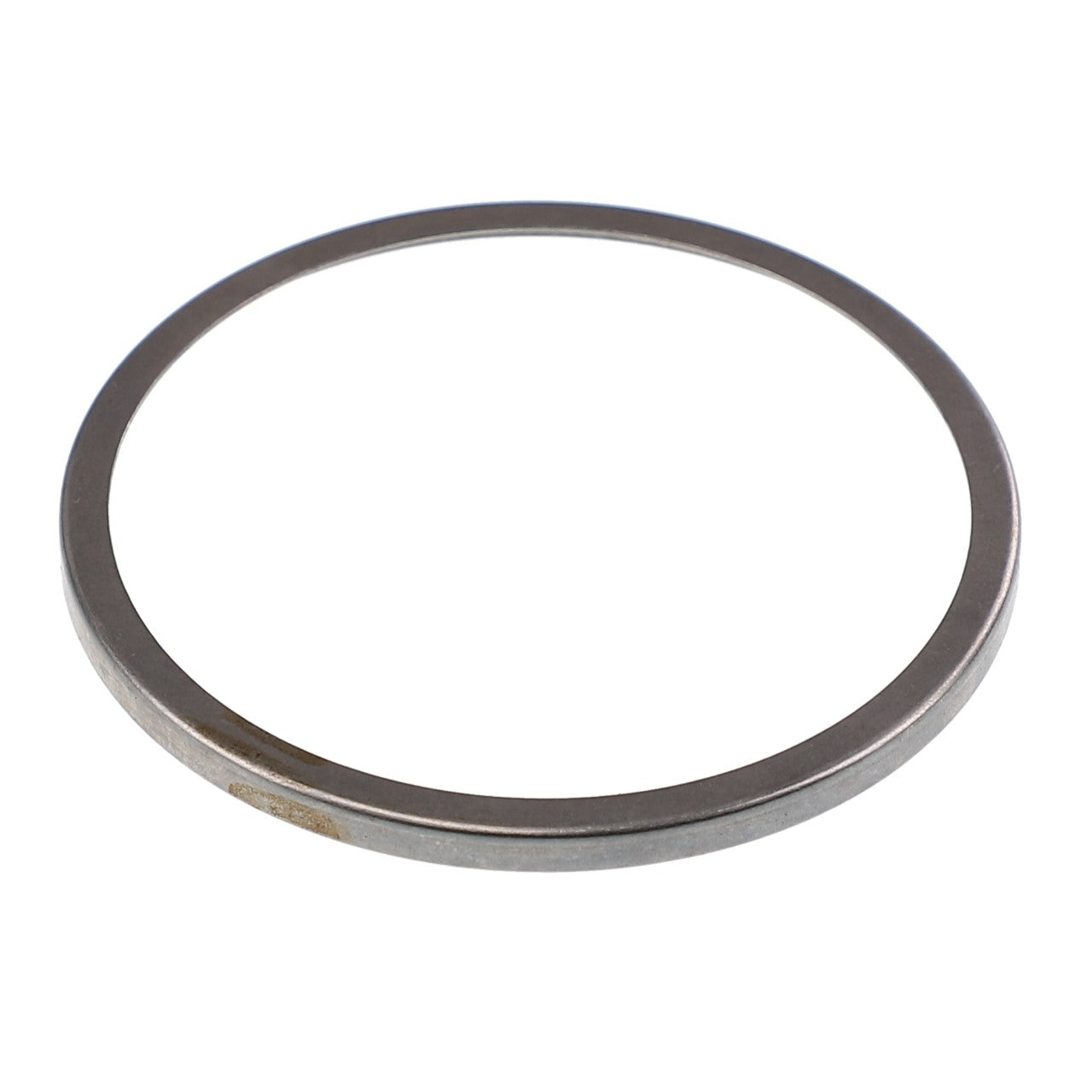 The AGCO | RETAINING RING - AG133054 by AGCO shows no visible wear apart from a slight tarnish on one section, preserving its thin and elegant profile.