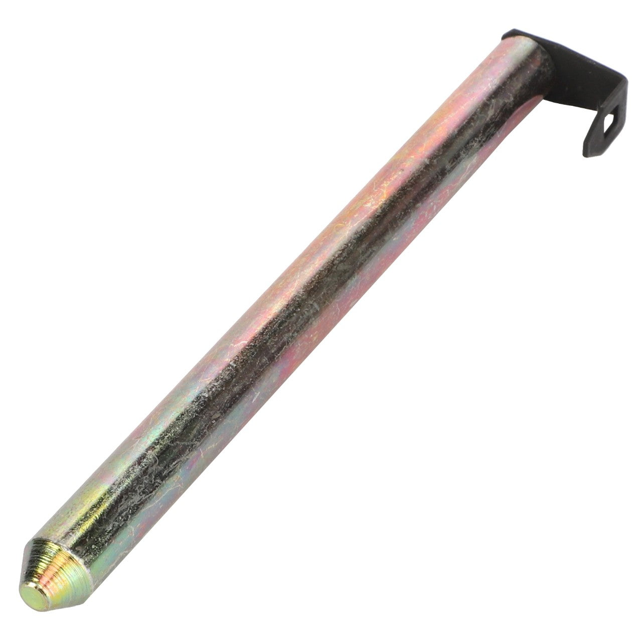 The AGCO | Bolt - F205500035230 is a cylindrical metal rod featuring a threaded end and an L-shaped bracket attached to the other end, provided by the brand AGCO.