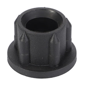 The AGCO Bushing (Product Code: F268500030080) is a black, circular plastic component featuring a central hole and a grooved outer surface, commonly used in mechanical or industrial applications.