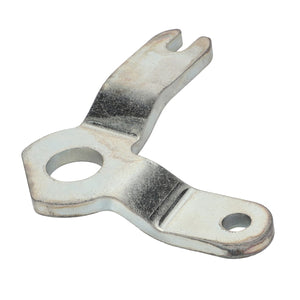 The AGCO Lever - Acp0667450 is a metal bracket featuring two holes and a forked end, designed for mounting or securing components.