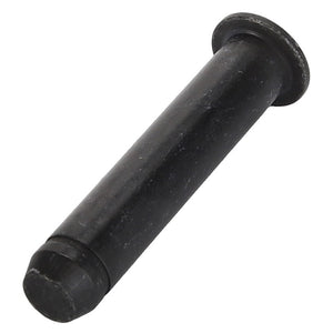 A black cylindrical metal pin with rounded ends and a flange on one side, the AGCO Clevis Pin (model number 481810050310), compatible with Dyna-4 transmissions in Massey Ferguson models.