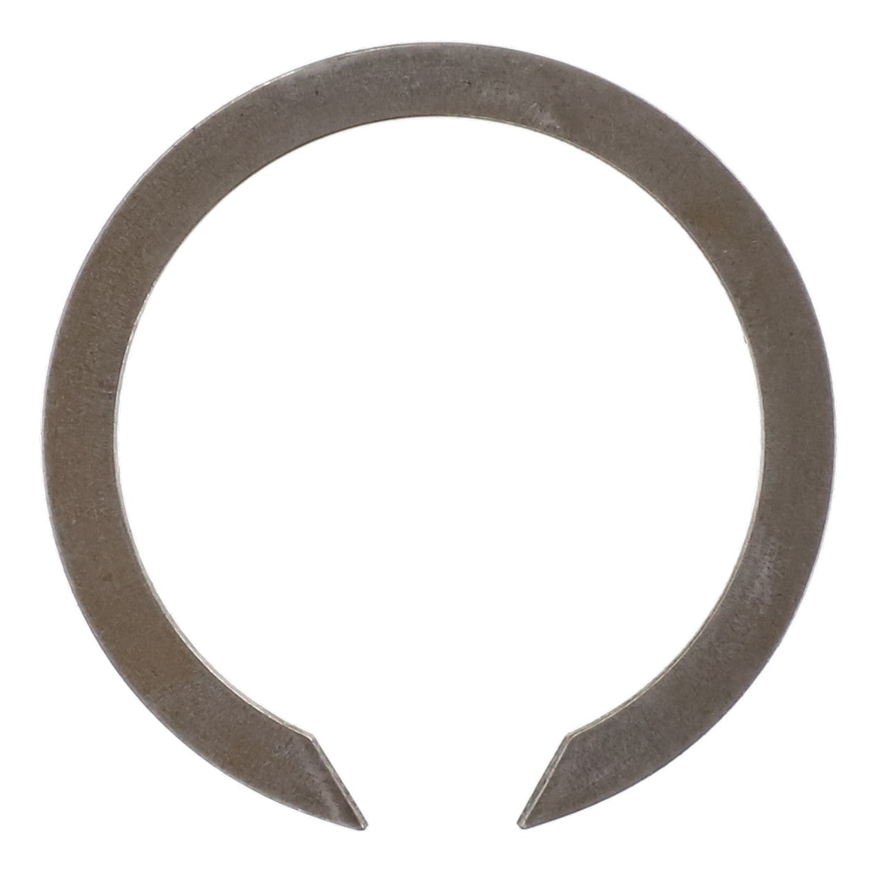 Close-up image of the AGCO External Retaining Ring - 195284M1, a metallic ring with an open end commonly used in mechanical applications such as securing components on a shaft in Massey Ferguson and Valtra models.