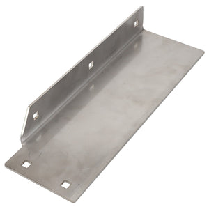 Introducing the AGCO DEFLECTOR - D46150533, a versatile L-shaped stainless steel bracket featuring multiple mounting holes arranged along its length. This reliable product from AGCO ensures ease of installation for various applications.