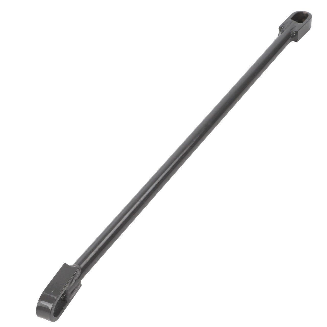 Introducing the AGCO Draft Rod (Fel15230409), a long black metal rod featuring rectangular openings at both ends.