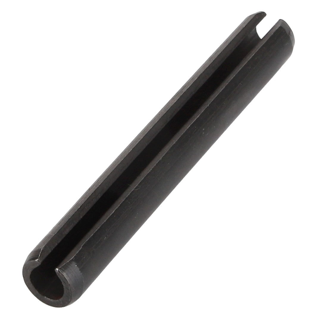 The AGCO Roll Pin - Acp0216340, a slotted metal dowel pin with a lengthwise split, is commonly used for securing two or more parts of a mechanical system.