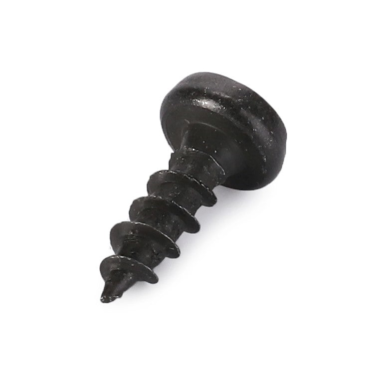 A close-up of the AGCO | Screw - Va023451, which features a black finish with a flat head and a sharp, spiraled tip designed for fastening materials. Manufactured by AGCO. No current product description available for this item.