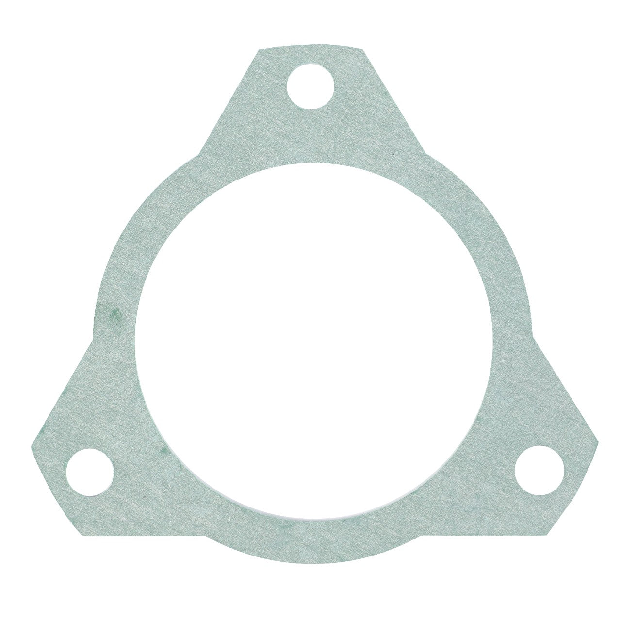 The AGCO Gasket - V836666409, a triangular gasket with three bolt holes, is perfect for sealing connections in machinery or piping systems and is compatible with Fendt Models.