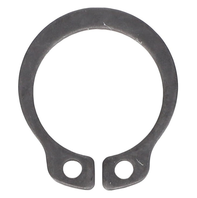 A metal retaining ring from AGCO, model 1107721, featuring two small holes at the ends and forming a circular shape with an open gap.