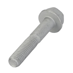 A close-up image of the AGCO Hex Flange Head Machine Screw - Acw1041250 with a partially threaded shaft. The screw, featuring a hexagonal head and a silver finish, comes with no current product description information available.