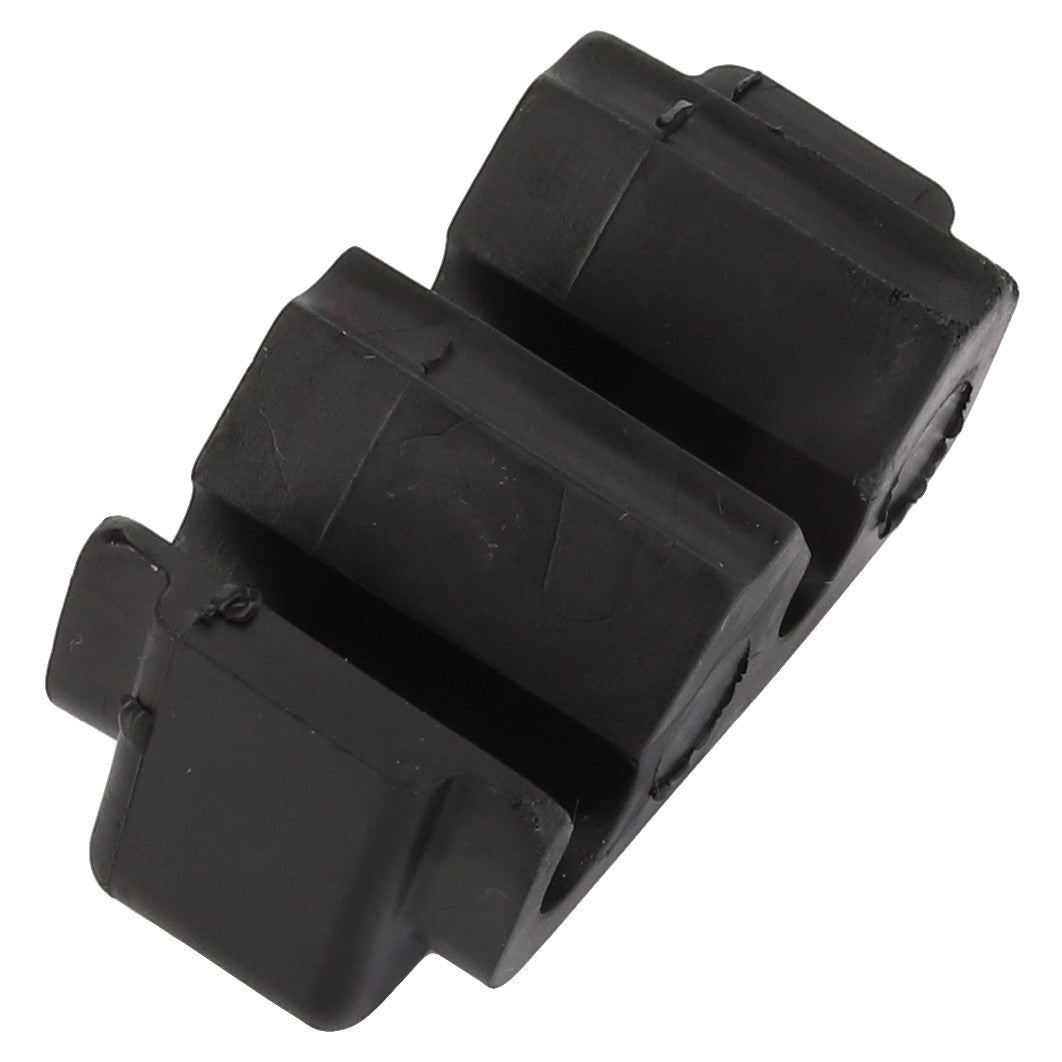 Introducing the AGCO | Clamp - Acw0248110, a black plastic clamp block with two parallel slots designed to hold objects securely, from the renowned brand AGCO.