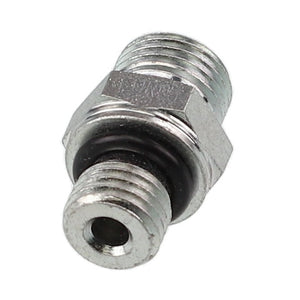 Product Description: The AGCO | Union - Acw1965740 is a metallic threaded fitting featuring a hexagonal central section and equipped with a black rubber O-ring. Currently, there is no additional product description information available.