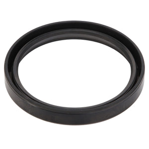 The AGCO Oil Seal - Acp0369590, known for its reliability and performance, is shown against a white background. This black rubber O-ring is circular, flat, and has a smooth surface, making it ideal for use as a genuine oil seal in various applications.