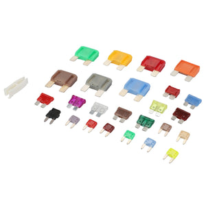 A variety of AGCO automotive blade fuses, Kit ACX3020040, in different colors and sizes arranged in rows on a white background, with no current product description information available.