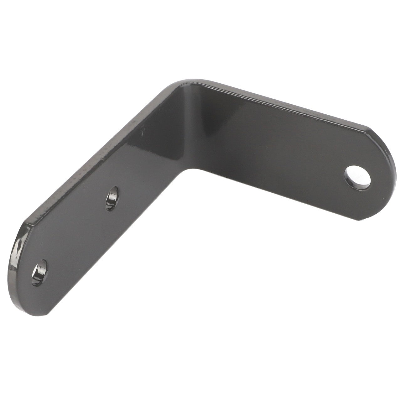 No current product description available for the AGCO Angle - Fel15125609 metal L-bracket, which features two holes on one side and one hole on the other side.