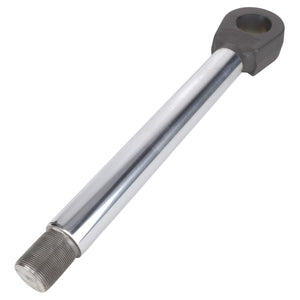 The AGCO Cylinder Rod - F411860030050, branded by AGCO, is a metal rod featuring a threaded end and a loop on the opposite end, commonly utilized in mechanical and industrial applications.