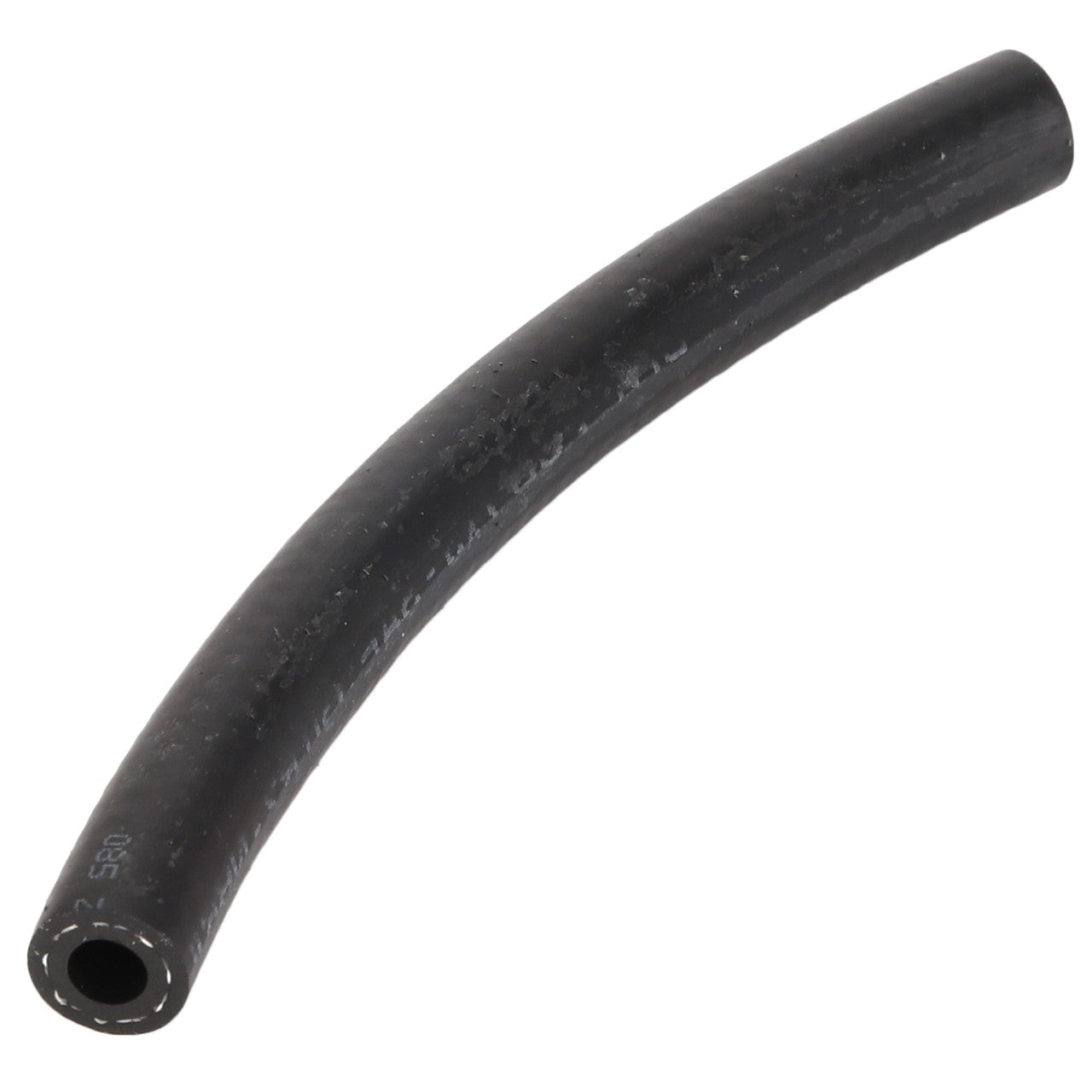 The showcased item is the AGCO Hose - Acw198602A, featuring a black, curved, flexible design with a textured surface and faint markings. No current information is available.