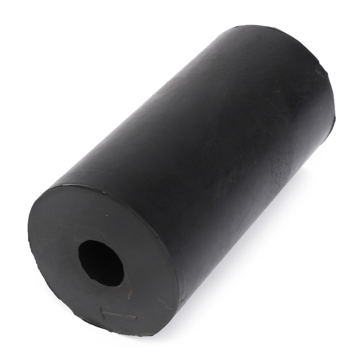 A black cylindrical rubber stopper with a hole through the center, perfectly suited for use in Massey Ferguson machinery, is available as the AGCO Rubber Spring - 0940-91-74-00 by AGCO.