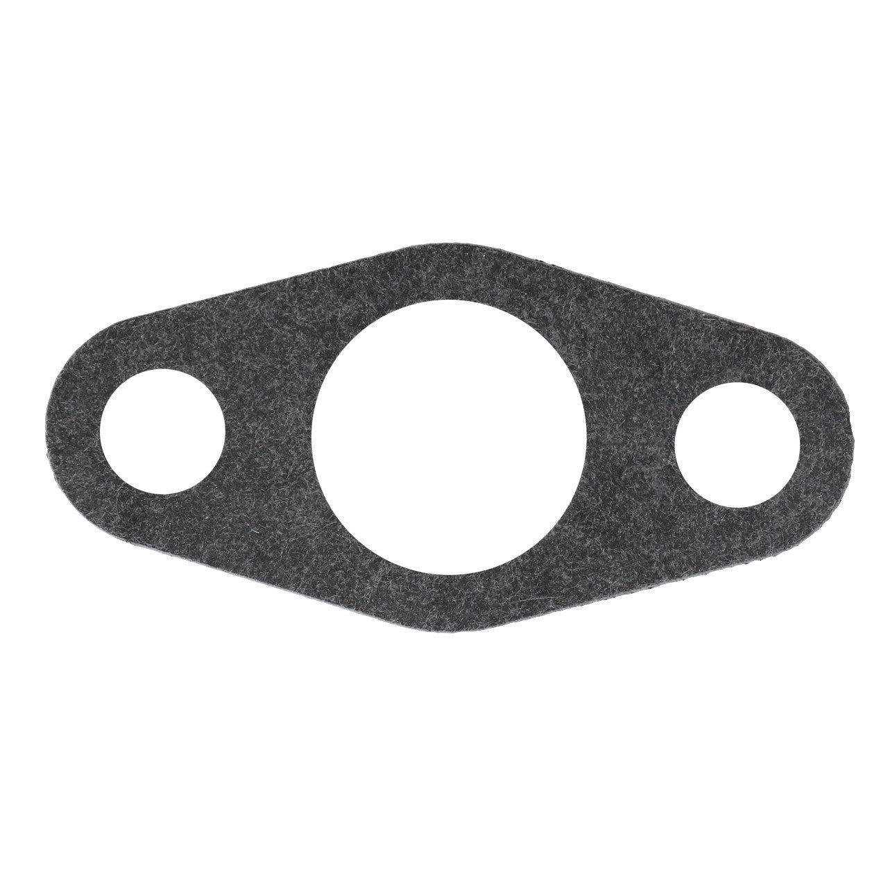 The AGCO Gasket - V836128392 is an oval-shaped gasket featuring three meticulously crafted holes of varying sizes.